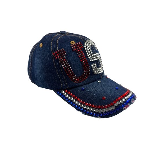 Sparkly Rhinestone USA Denim Baseball Cap By Bijorca - Picture 5 of 9